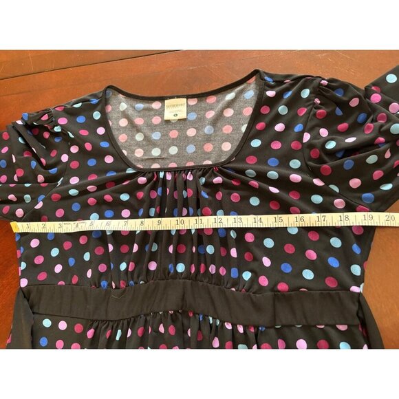 Motherhood Maternity Black Colorful Polka Dot Bump Friendly Blouse Size Large - Picture 7 of 12